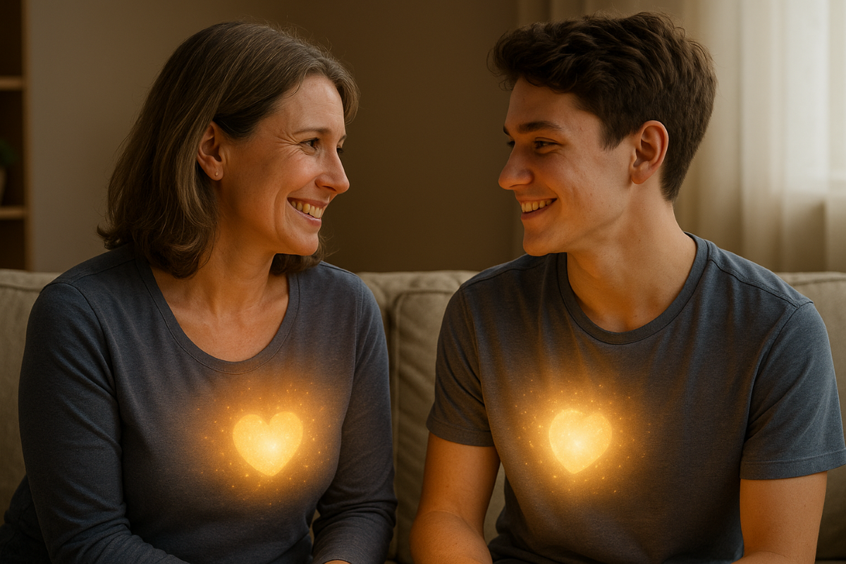 parent and teenager having a heartfelt conversation
