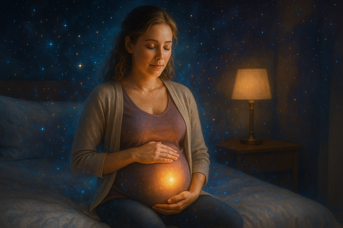 peaceful mother preparing emotionally for labour