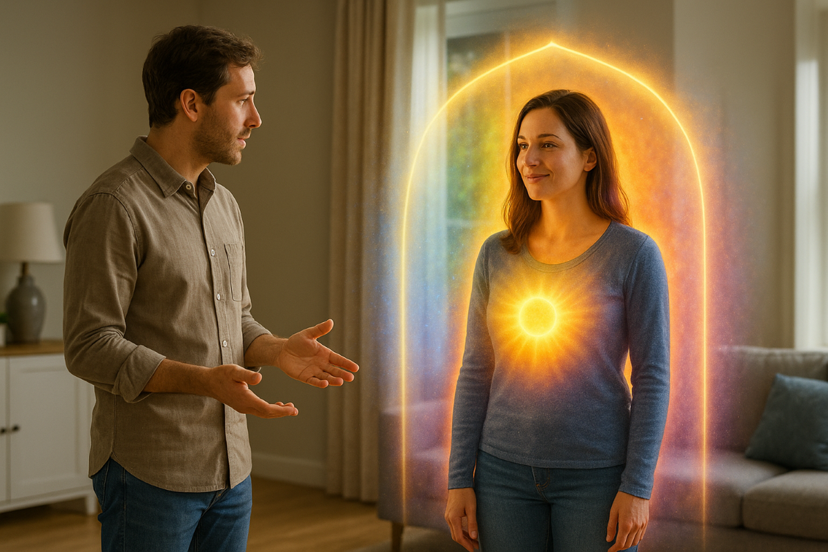 visual metaphor of personal boundary glowing energy field