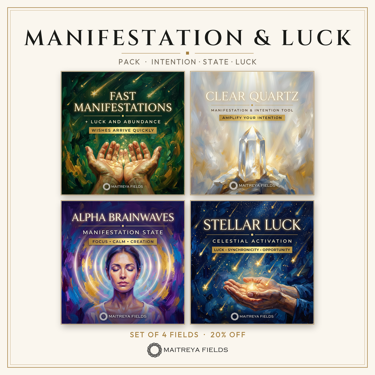Manifestation &amp; Luck Pack — set of 4 fields, 20% off